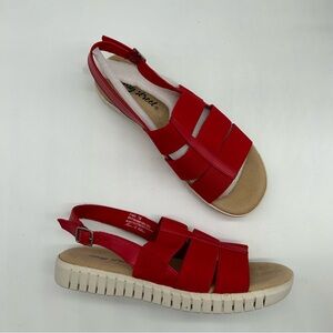 Easy Street womens Maggie sling back Flat Sandal in red gore size 7M NEW